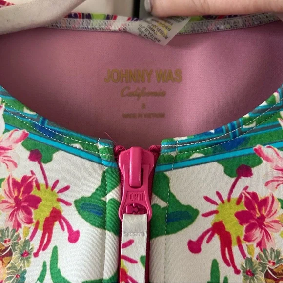New Johnny Was Floral Striped Locita Surf Scuba One Piece Swimsuit - Picture 5 of 5
